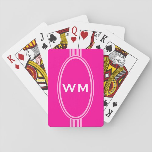 ONLY COLOR  BUTTON BANNER white  monogram Playing Cards