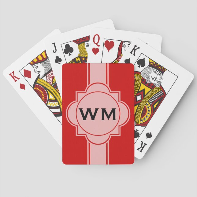 ONLY COLOR / BUTTON BANNER white + monogram Poker Cards (Back)