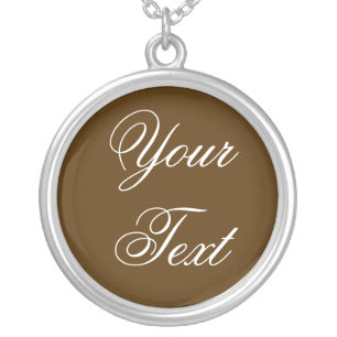 ONLY COLOR / dark brown + your text Silver Plated Necklace