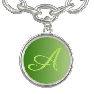 ONLY COLOR gradients green + your monogram Charm Bracelet