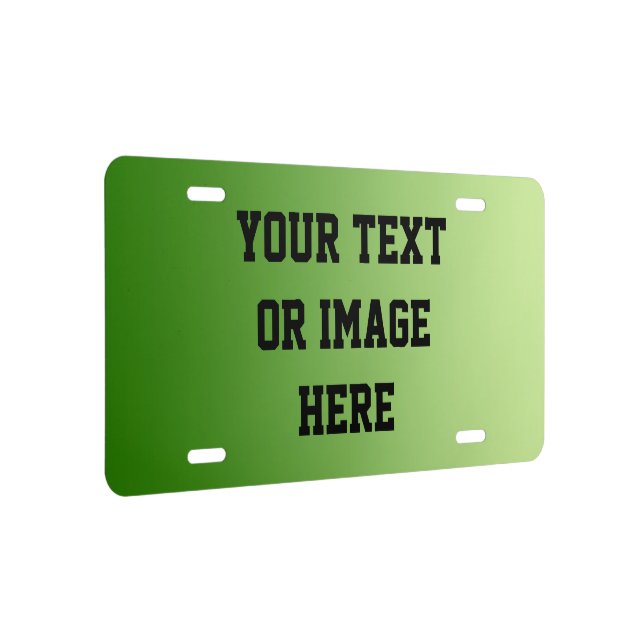 ONLY COLOR gradients - green + your text License Plate (Right)