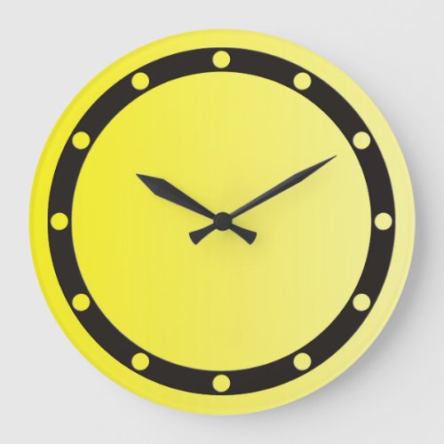 ONLY COLOR gradients lemon _ ring  dots black Large Clock