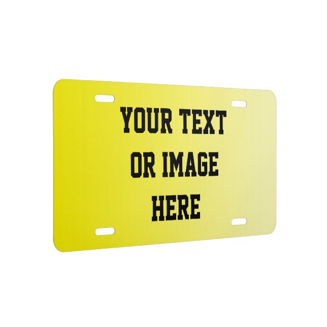 ONLY COLOR gradients - lemon yellow + your text License Plate (Right)