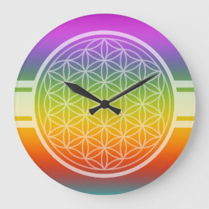 ONLY COLOR gradients multi color - Flower of Life Large Clock