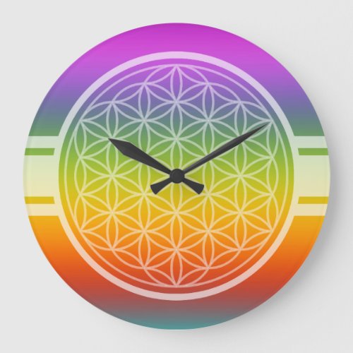 ONLY COLOR gradients multi color _ Flower of Life Large Clock