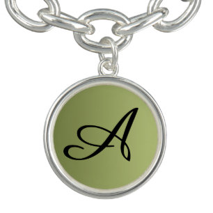 ONLY COLOR gradients olive green + your monogram Charm Bracelet