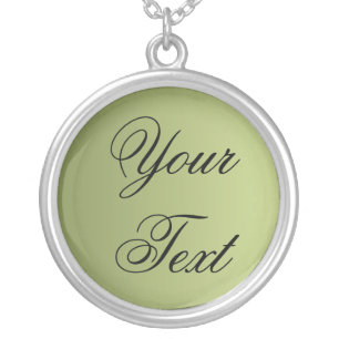 ONLY COLOR gradients olive green + your text Silver Plated Necklace