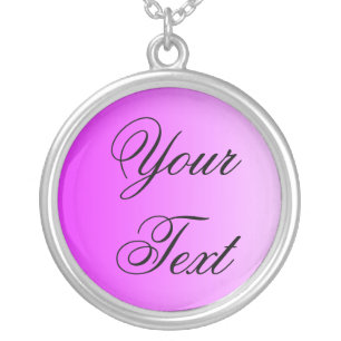 ONLY COLOR gradients pink rosa + your text Silver Plated Necklace