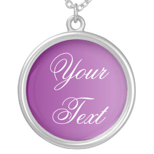 ONLY COLOR gradients plum+ your text Silver Plated Necklace