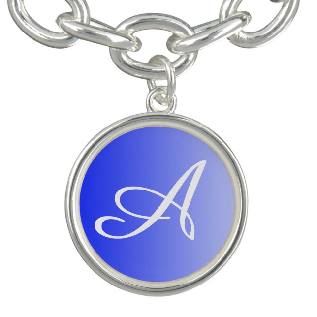 ONLY COLOR gradients royal blue + your monogram Charm Bracelet (Design)