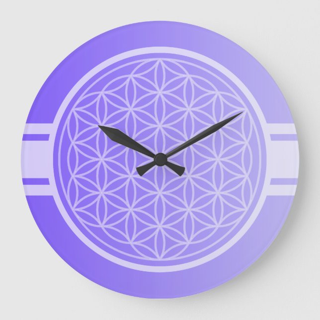 ONLY COLOR gradients violet - Flower of Life Large Clock (Front)