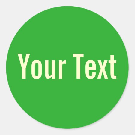 Only Color | Grass Green   Your Text Classic Round Sticker