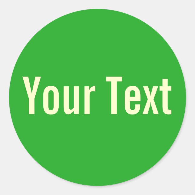 ONLY COLOR | grass green + your text Classic Round Sticker (Front)