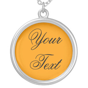 ONLY COLOR / orange + your text Silver Plated Necklace