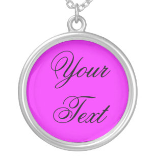 ONLY COLOR / pink + your text Silver Plated Necklace