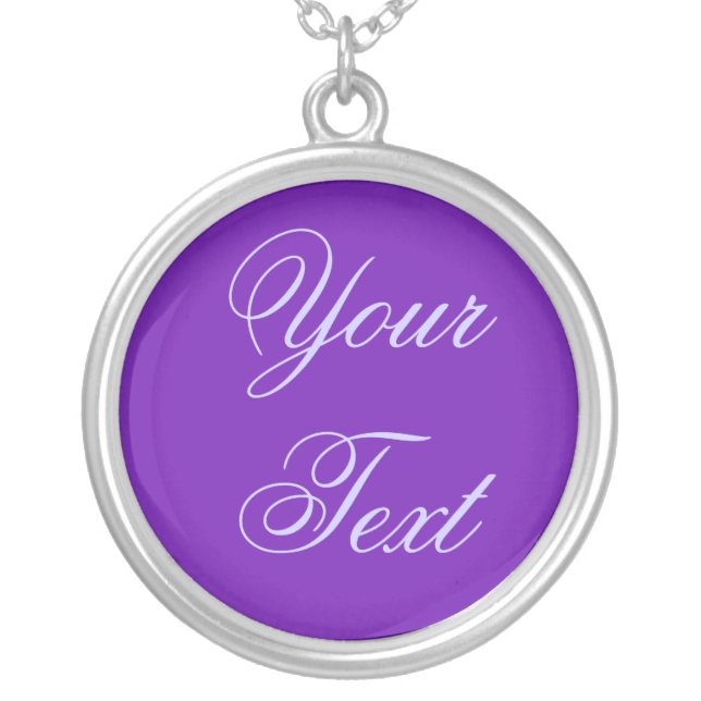 ONLY COLOR / purple + your text Silver Plated Necklace (Front)