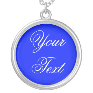 ONLY COLOR / royal blue + your text Silver Plated Necklace