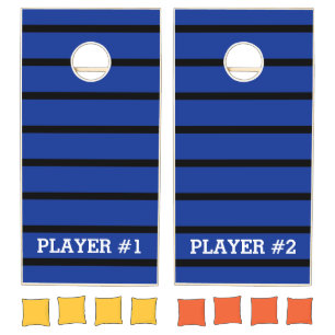 ONLY COLOR STRIPES - blue + your backg. Cornhole Set
