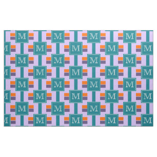 ONLY COLOR STRIPES - colored + your monogram Fabric