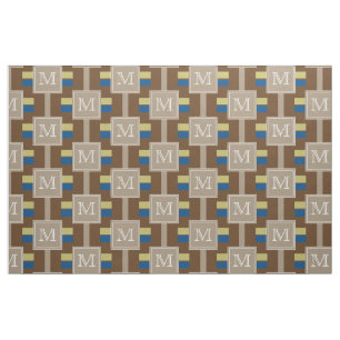 ONLY COLOR STRIPES - colored + your monogram Fabric