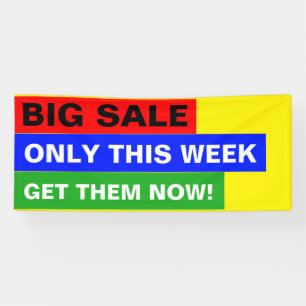 Only Color Stripes - fire red royal blue green Banner