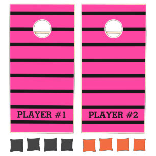 ONLY COLOR STRIPES - pink + your backg. & ideas Cornhole Set