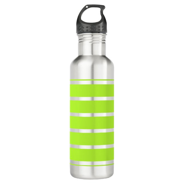 ONLY COLOR STRIPES - spring green + your backg. Water Bottle (Front)