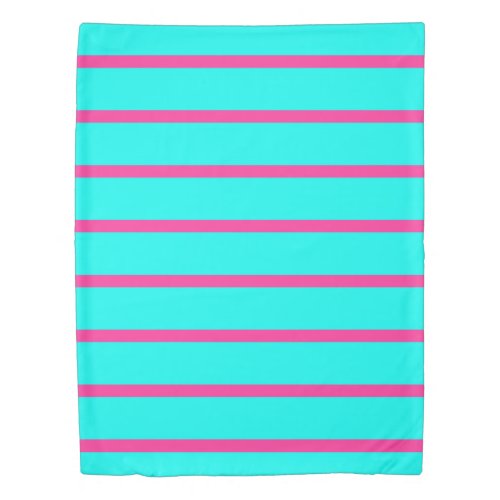 ONLY COLOR STRIPES _ turquoise pink Duvet Cover