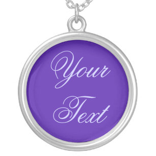 ONLY COLOR / violet + your text Silver Plated Necklace