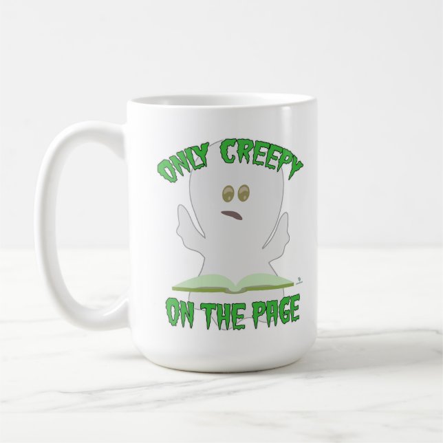 Only Creepy on Page Horror Ghost Writer Humor Coffee Mug (Left)