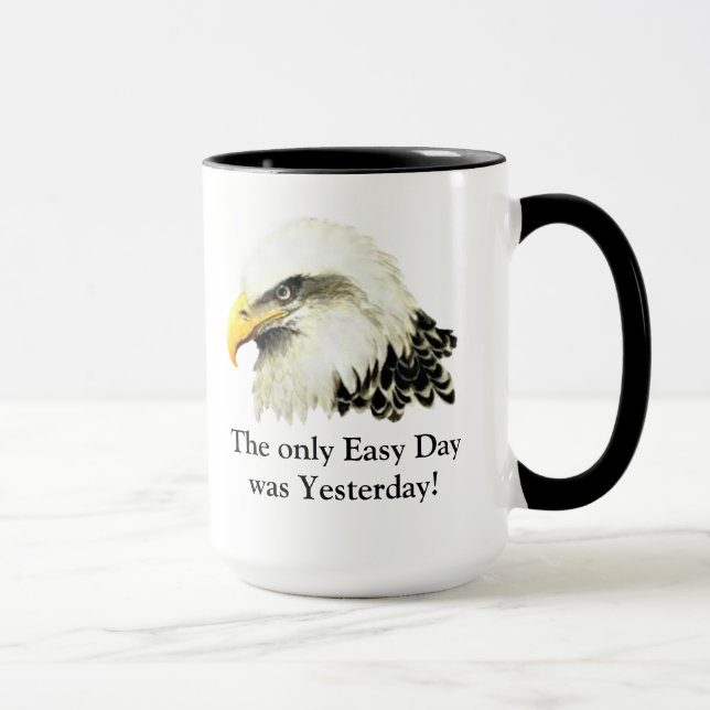 Only Easy Day ! Quote USA Military Bald Eagle Mug (Right)