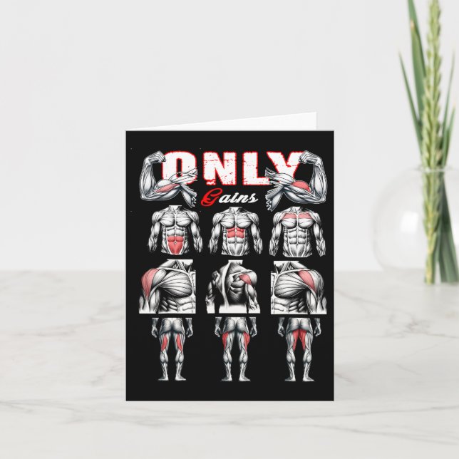 Only Gains Bodybuilding Workout Gym1  Card (Front)