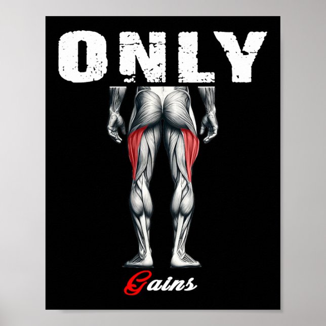 Only Gains Bodybuilding Workout Gym2  Poster (Front)