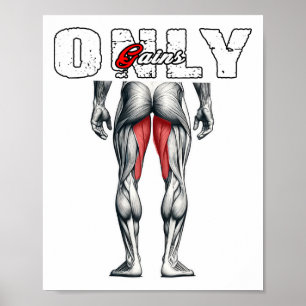 Only Gains Bodybuilding Workout Gym Poster