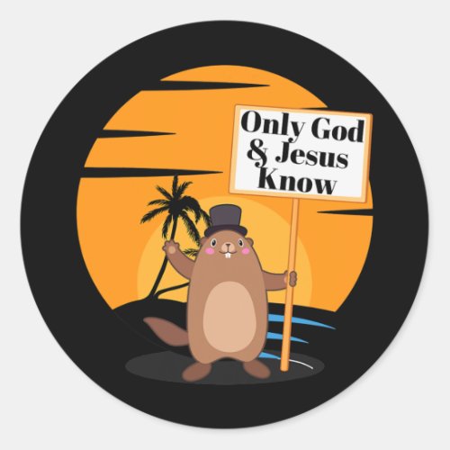 Only God Jesus Know Christian Groundhog Day Funny Classic Round Sticker