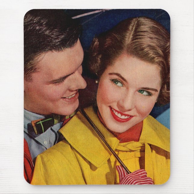 Only her umbrella comes between them mouse pad (Front)