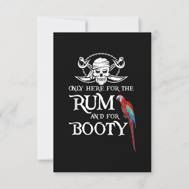 Only Here   Rum And  Booty Pirate & Parrot Pirate Card (Front)