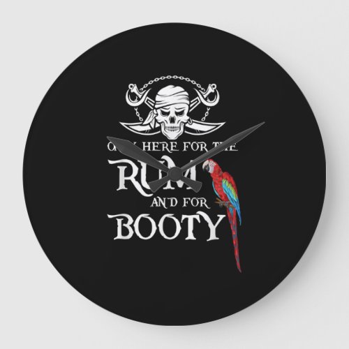 Only Here   Rum And  Booty Pirate  Parrot Pirate Large Clock