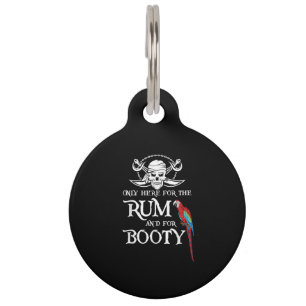 Only Here Rum And Booty Pirate & Parrot Pirate Pet ID Tag