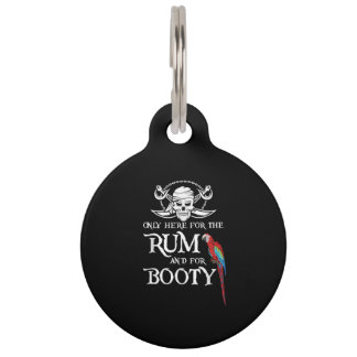 Only Here Rum And Booty Pirate & Parrot Pirate Pet ID Tag