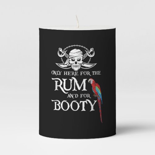 Only Here   Rum And  Booty Pirate  Parrot Pirate Pillar Candle
