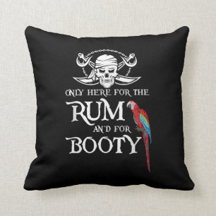Only Here   Rum And  Booty Pirate & Parrot Pirate Throw Pillow