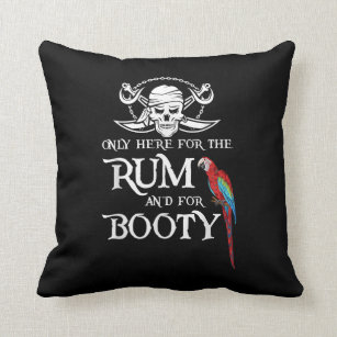 Only Here   Rum And  Booty Pirate & Parrot Pirate Throw Pillow