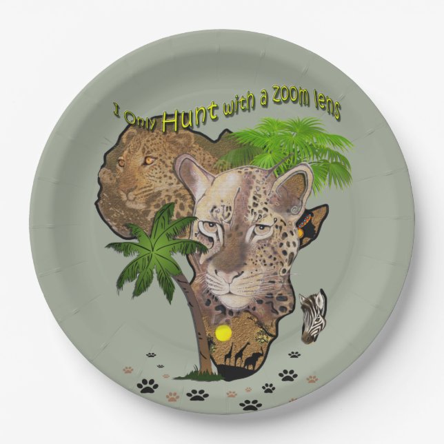 Only hunt with a zoom lens paper plates (Front)