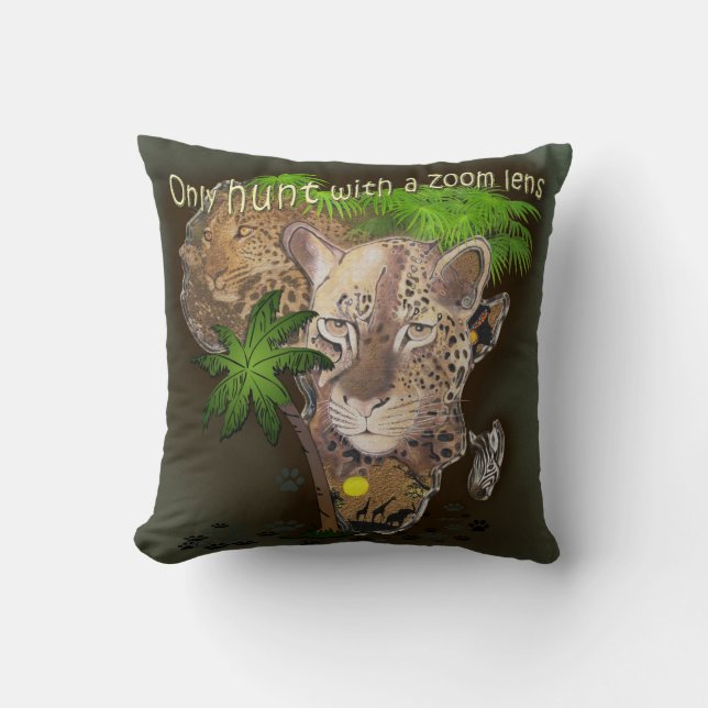 Only hunt with a zoom lens throw pillow (Front)