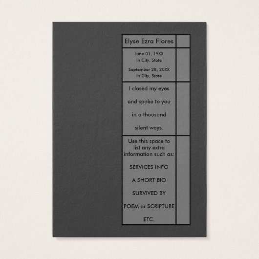 only in dreams funeral invitations (Back)