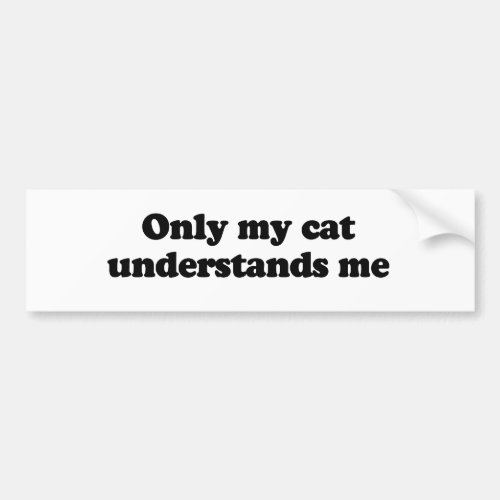 Only my cat understands me bumper sticker