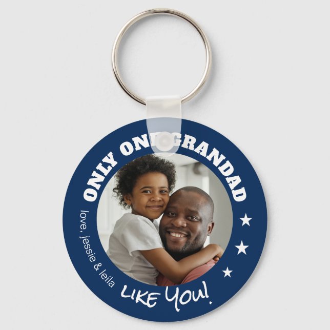 Only One Grandad Like You Photo Fathers Day Blue Keychain (Front)