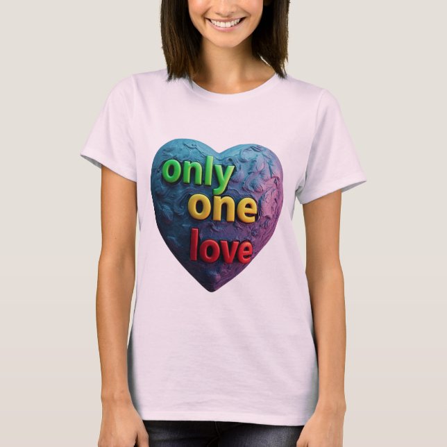 Only One Love – Reggae-Inspired Heart Art  T-Shirt (Front)