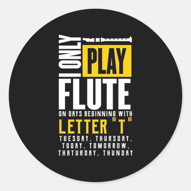 Only Play Flute Classic Round Sticker (Front)